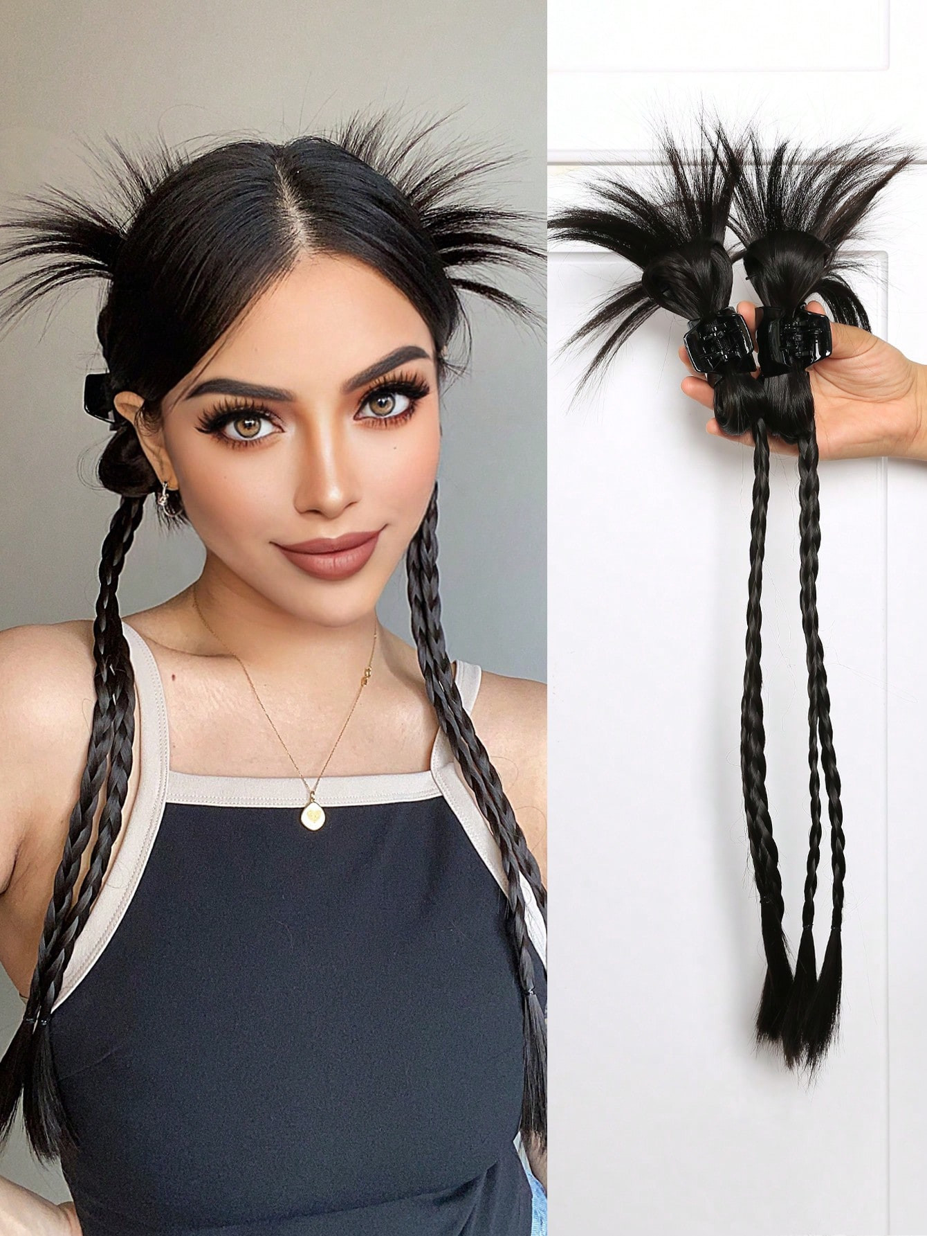 2 PCS Wig Hair Claw Clips Synthetic Straight Hair Clips Hair Accessories For Women Girls Simple T... | SHEIN