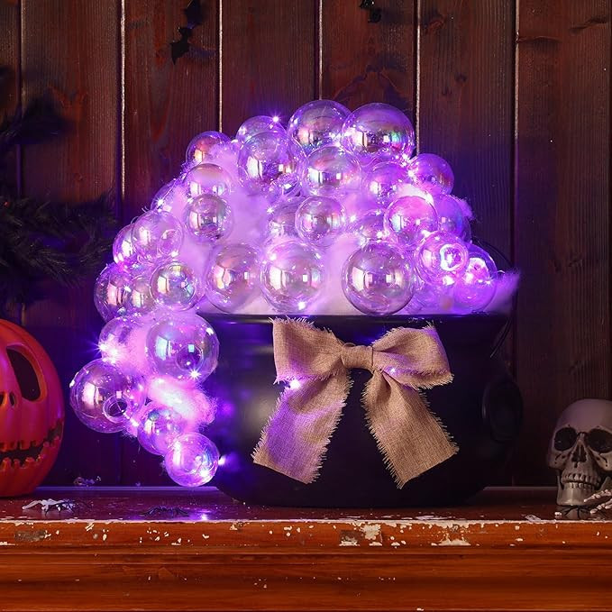 Poen 12.6 inch Light up Bubble Cauldron DIY Set, Black Plastic Witches Cauldron with Handle 32 Pc... | Amazon (US)