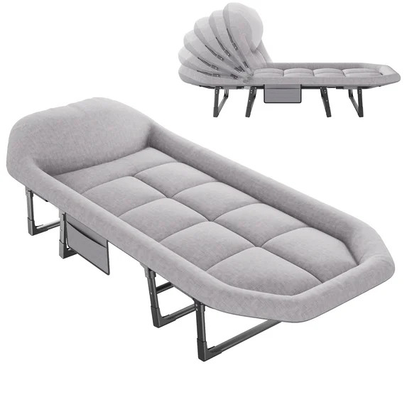 Gianna Folding Camping Bed, Adjustable Camping Cot with Mattress for Patio or Beach | Walmart (US)