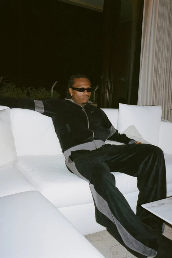 Gunna Wide Leg Stacked Velour Track Joggers | boohooMAN (US & Canada)