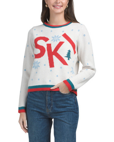Apres Ski Sweater With Snowflakes, Nylon/Polyester | TJ Maxx