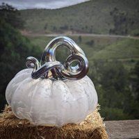 Handblown Glass Pumpkins Metallic White | Etsy (US)