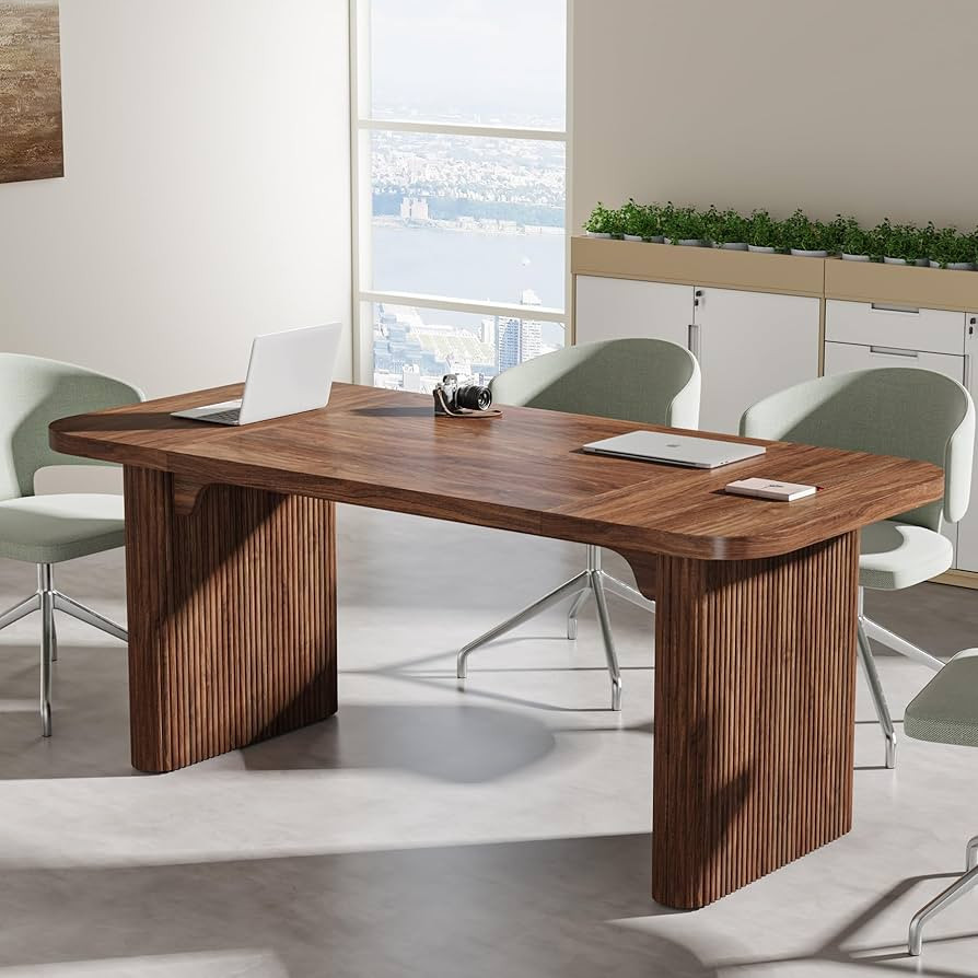 Tribesigns 5 ft Conference Table, Modern Rectangular Meeting Seminar Table with Double Pedestal, ... | Amazon (US)