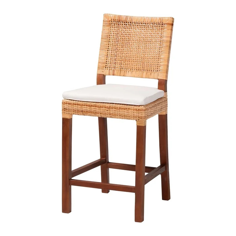 bali & pari Lesia Natural Rattan Counter Stool with Cushion | Walmart (US)