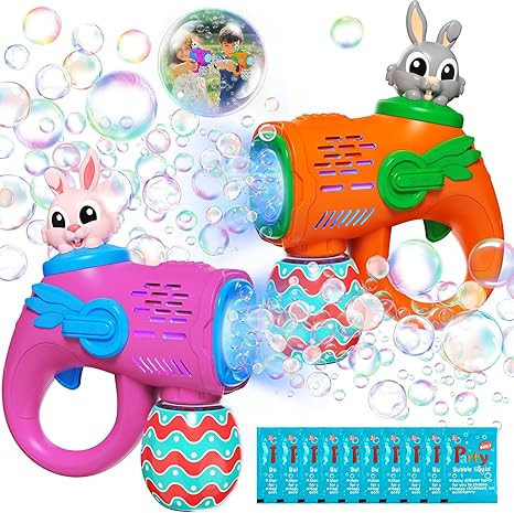 Kids Bubble Gun Toys, 2 Pack Bunny Bubble Blowers with 10 Bubble Solution Refills, Automatic Bubb... | Amazon (US)