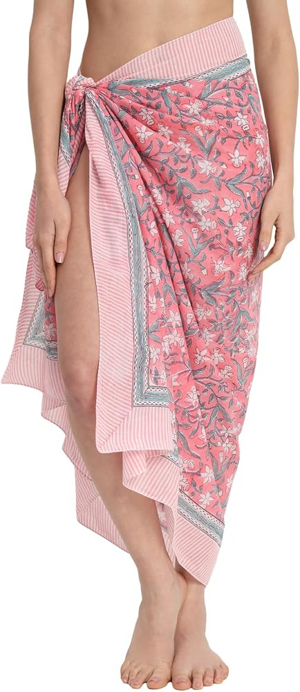 parihan Swimsuit Beach Sarong Cover Ups for Swimwear Women-Hand Print Wrap Skirt | Amazon (US)