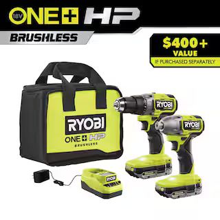 ONE+ HP 18V Brushless Cordless 1/2 in. Drill/Driver and Impact Driver Kit w/(2) 2.0 Ah Batteries,... | The Home Depot