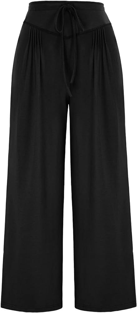 GRACE KARIN Women's High Waist Wide Leg Palazzo Pants Pleated Flowy Dress Pants Lounge Pants Swea... | Amazon (US)
