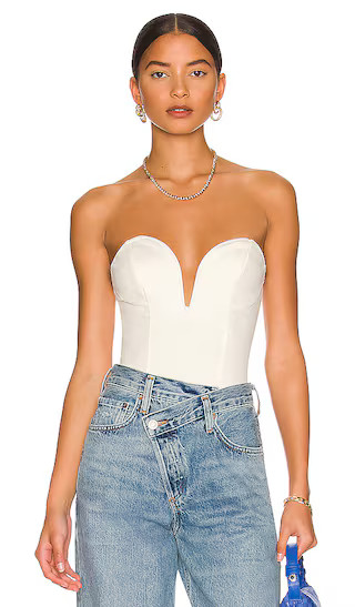 Gianna Sweetheart Bodysuit in White | Revolve Clothing (Global)