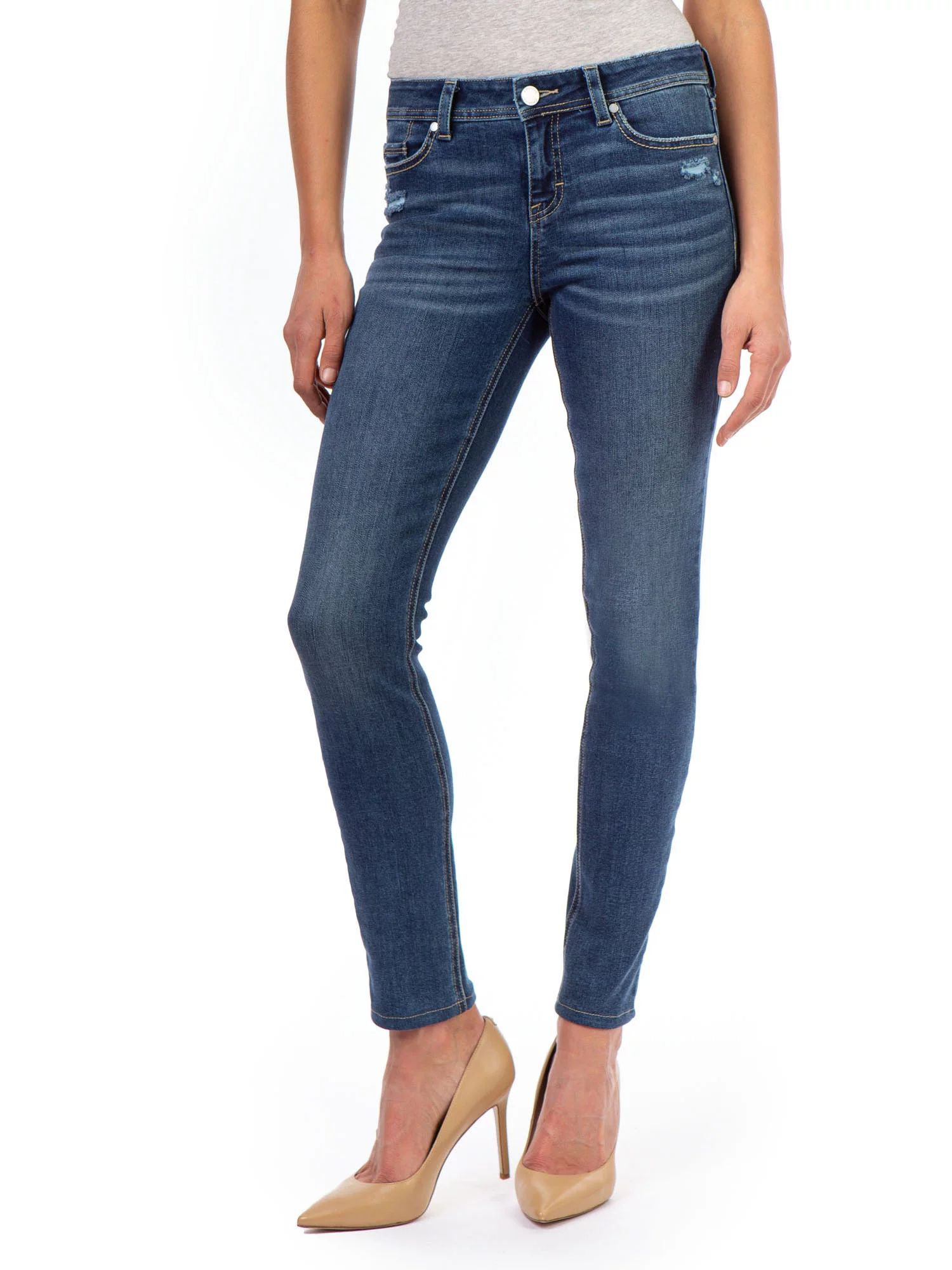 Jordache Women's Essential Mid Rise Skinny Jeans, Regular Inseam - Walmart.com | Walmart (US)