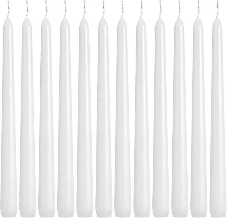 36 Pack White Taper Candles, 7-8 Hours Burn Time, Unscented, Smokeless and Dripless, 0.8 x 10 Inc... | Amazon (US)