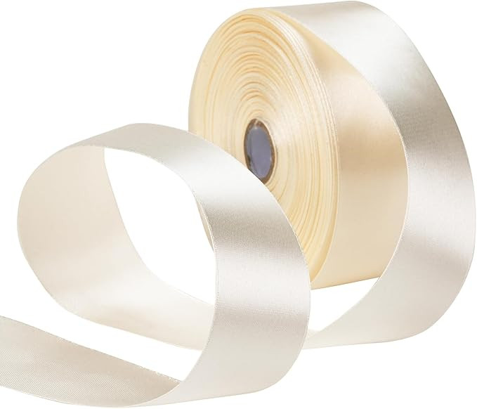 Ivory Ribbon 1 1/2 Inch x 50 Yards/roll Satin Ribbon for Thanksgiving Decor, Christmas Gift Wrapp... | Amazon (US)
