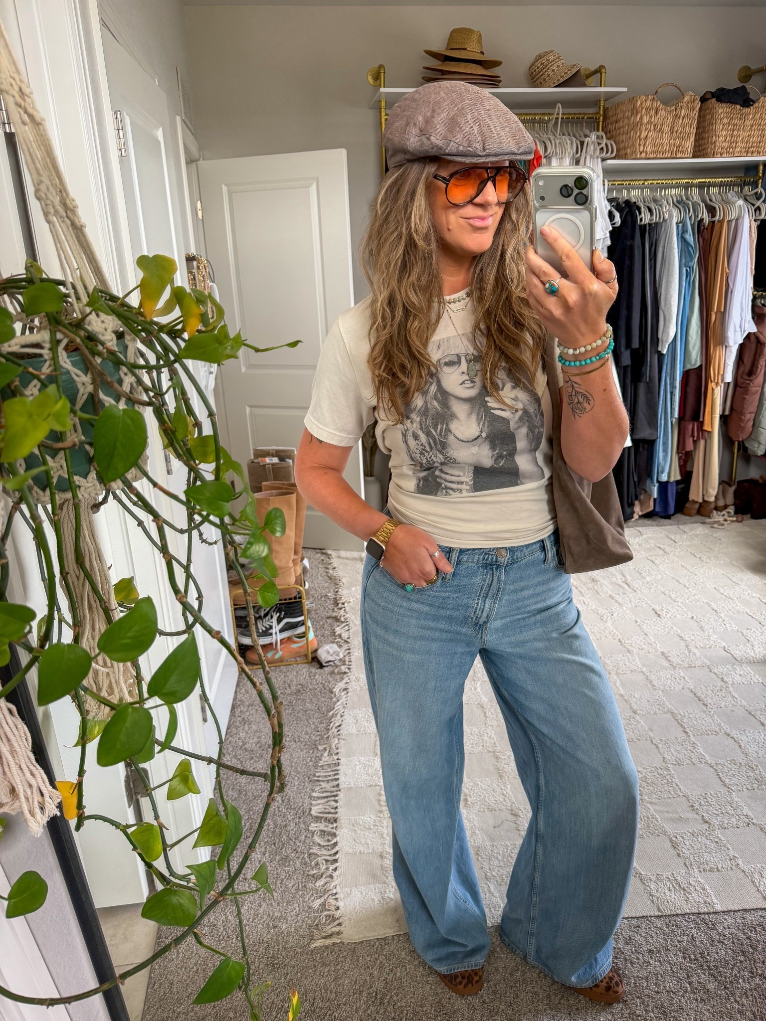 Tall mom ootd - large tee (Bella canvas brand) 30 tall jeans, 11 sneakers 

#LTKootd #LTKOver40 #LTKTall