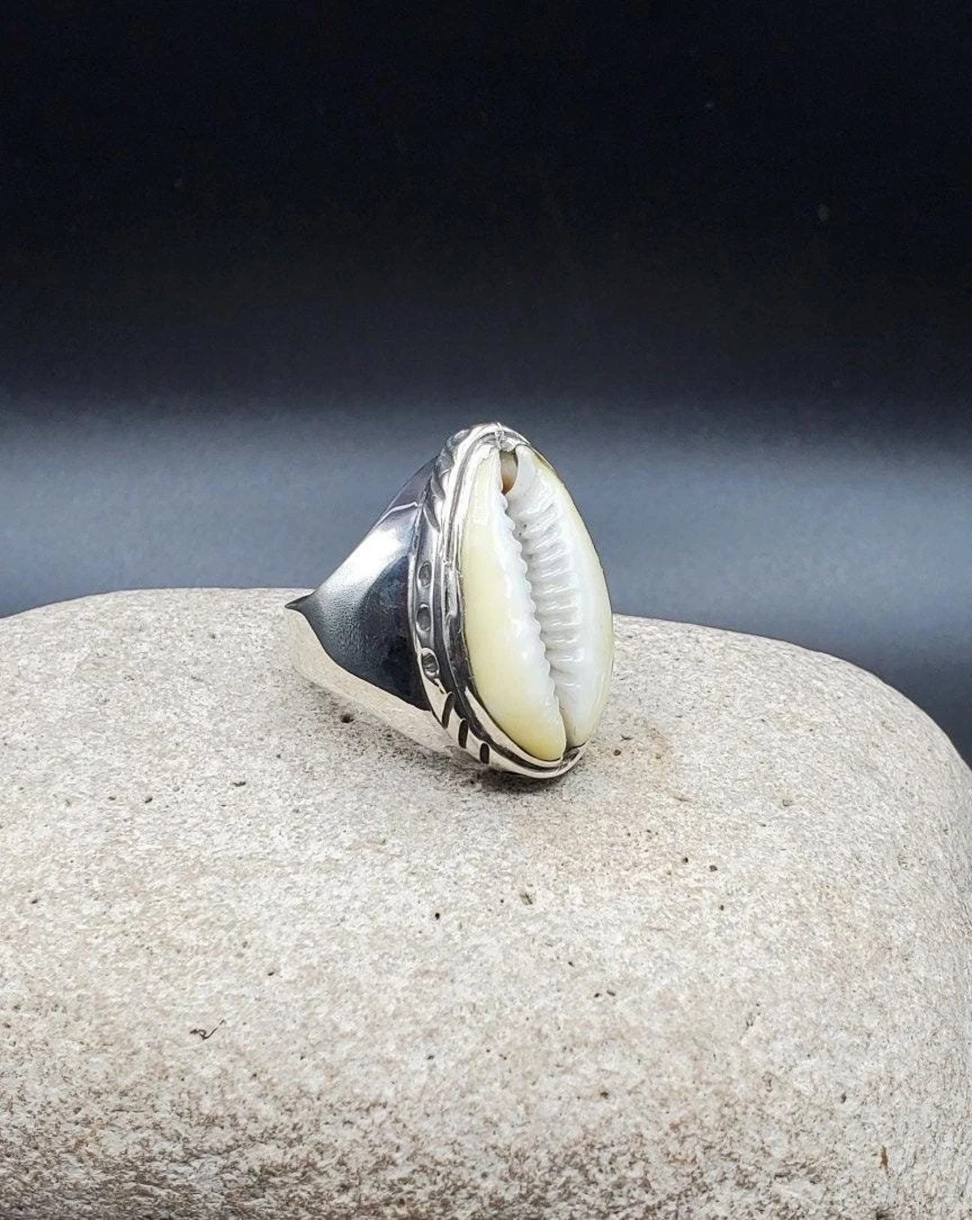 Cowrie Shell Ring, Sterling Silver, Handcrafted Statement Ring for Man or Women, Mothers Day Gift... | Etsy (US)