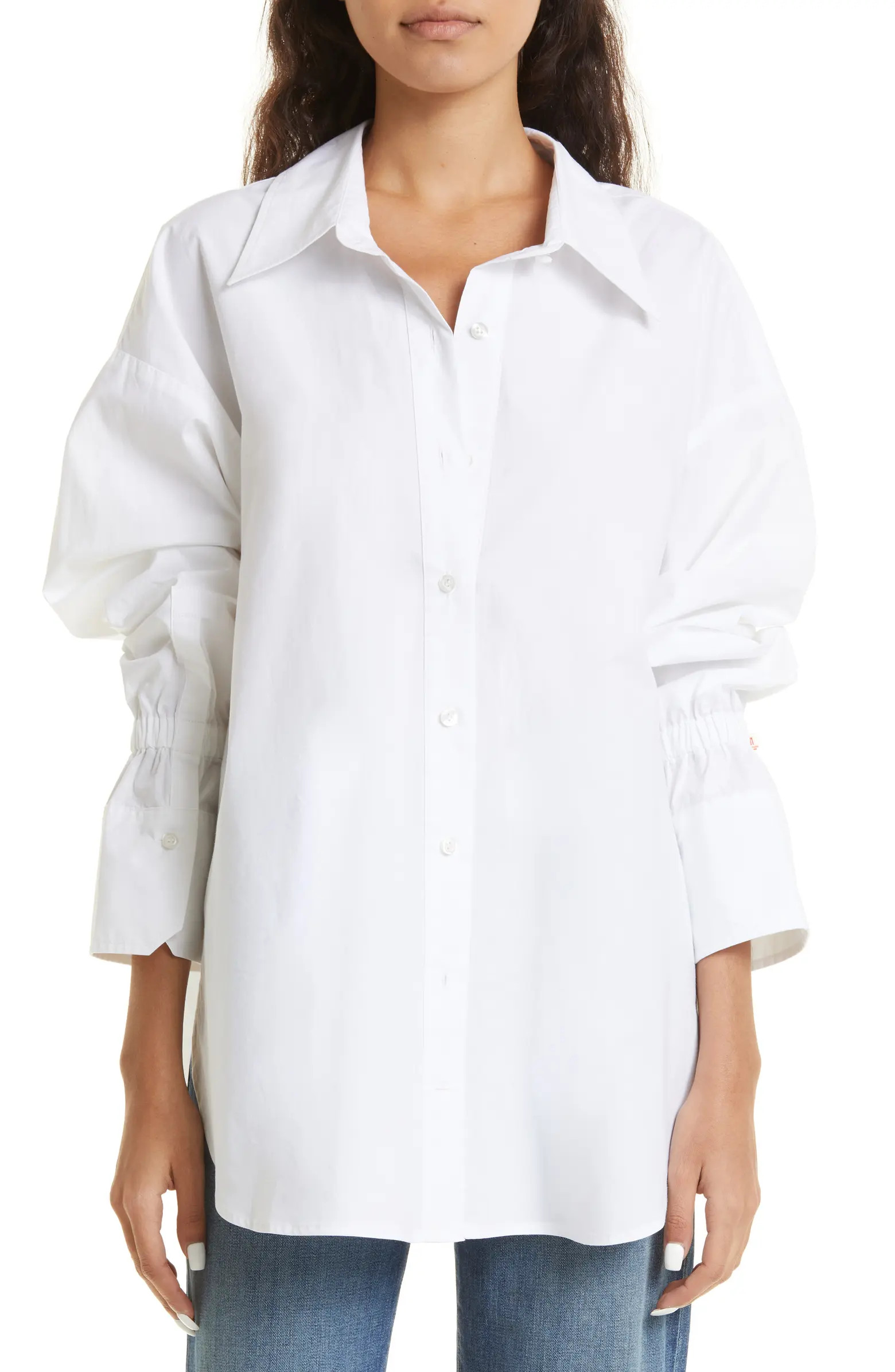 Monica Oversize Bell Sleeve Cotton Button-Up Shirt | Nordstrom