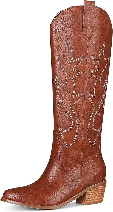 VIMISAOI Cowboy Boots for Women Knee High Boots Pointed Toe Boots Wide Calf Boots for Women Weste... | Amazon (US)
