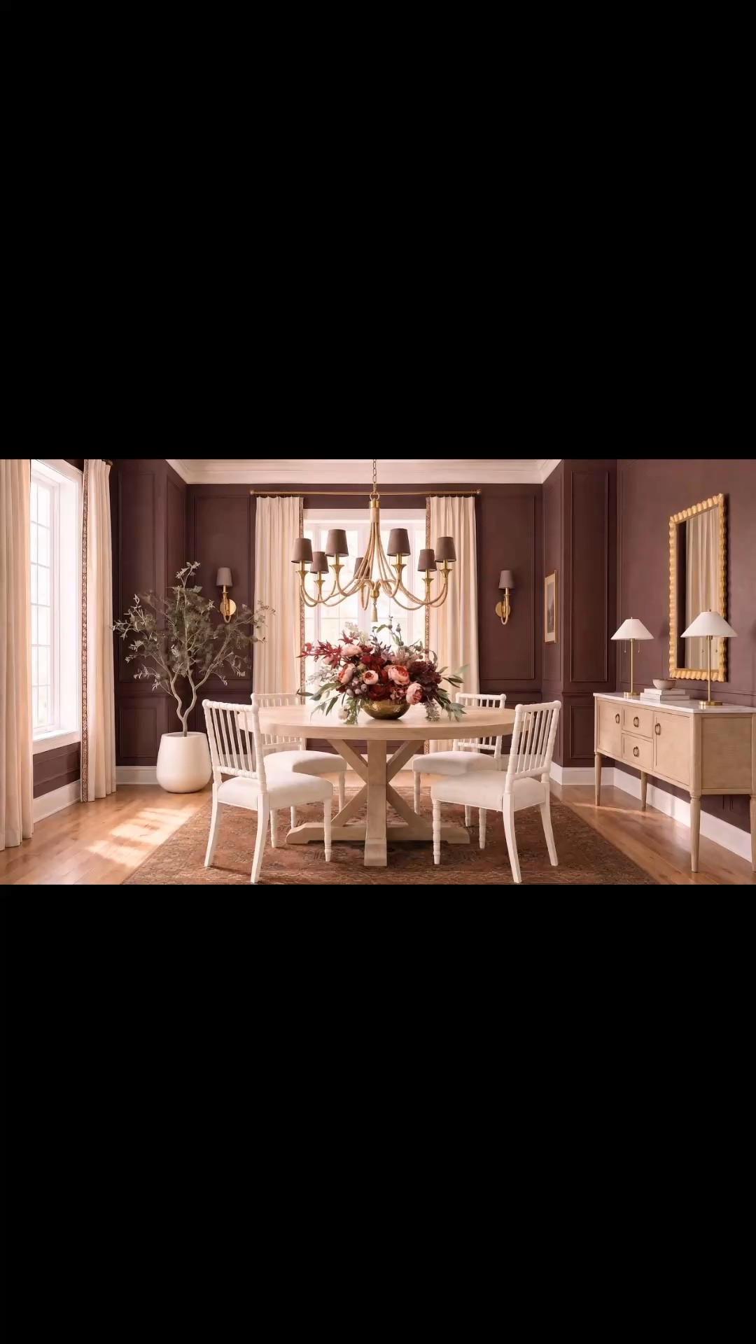 Getting your dining room ready for the holiday season? ✨🥂🍂

From beautiful afternoon sunshine to the romantic glow of evening, this dining room is all about creating a warm, welcoming space for holiday gatherings.

I love the Lake House Round Dining Table, crafted with European oak and a beautifully textured cracked oak veneer top. Its elegant trestle base brings timeless Old World charm with a refined, modern sensibility.

The Carneros Rattan Chandelier is one of my favorite details! Its beautiful brass base, gracefully curved rattan-wrapped arms, and tailored shades create such a romantic, sophisticated silhouette. As the chandelier and wall sconces slowly illuminate, the entire room feels warm and inviting.

The Oakmont Hand-Knotted Rug, crafted from 100% Sardinian wool, adds beautiful terracotta tones and an intricate, vintage-inspired pattern.

And I absolutely love the Chesapeake Sideboard! The natural oak veneer, gorgeous Carrara marble top, delicately tapered legs, and solid brass pulls create an elegant, airy silhouette. The Florentine Gilt Ruffle Mirror adds the perfect finishing touch of Old World glamour.

A modern classic dining room, ready for holiday entertaining. Dinner will be served here! 🥂

✨ Serena & Lily Fall Design Event ends TONIGHT! 20% off everything, or 25% off plus free shipping on orders $2,500+. Some exclusions apply.

Check out my handpicked dining room furniture, lighting, and rugs on my LTK!

#HolidayDining #HolidayEntertaining #DiningRoomDesign #DiningRoomInspiration #DiningRoomRefresh #GatheringSeason #DinnerIsServed #LakeHouseDiningTable #RoundDiningTable #CarnerosChandelier #RattanChandelier #BrassLighting #WallSconce #OakmontRug #HandKnottedRug #ChesapeakeSideboard #CarraraMarble #BrassHardware #FlorentineMirror #DiningRoomDecor #ModernClassic #OldWorldCharm #FloralArrangement #InteriorDesign #LTKHome #LTKSaleAlert #LTKStyleTip