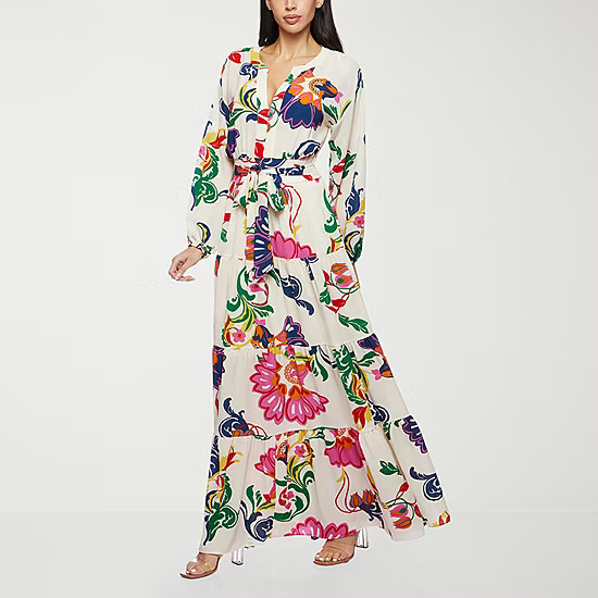 new!Premier Amour Womens Long Sleeve Floral Maxi Dress | JCPenney