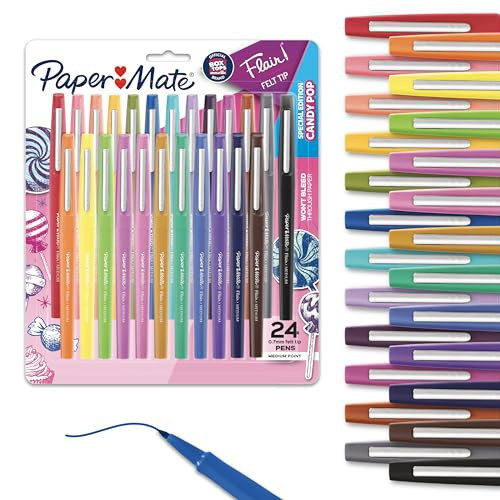 Paper Mate Flair Felt Tip Pens, Medium Point (0.7mm), 24 Count - Back to School, Teacher Supplies, Arts & Crafts | Amazon (US)
