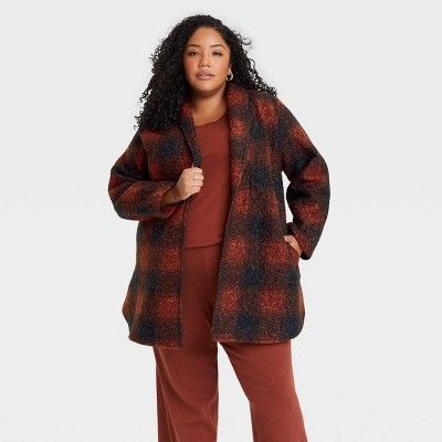 Women's Plus Size Cardigan Coat - Ava & Viv™ Plaid | Target