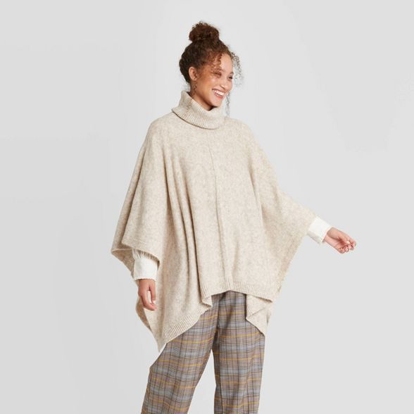 Women's Turtle Neck Pullover Sweater - A New Day™ Oatmeal One Size | Target
