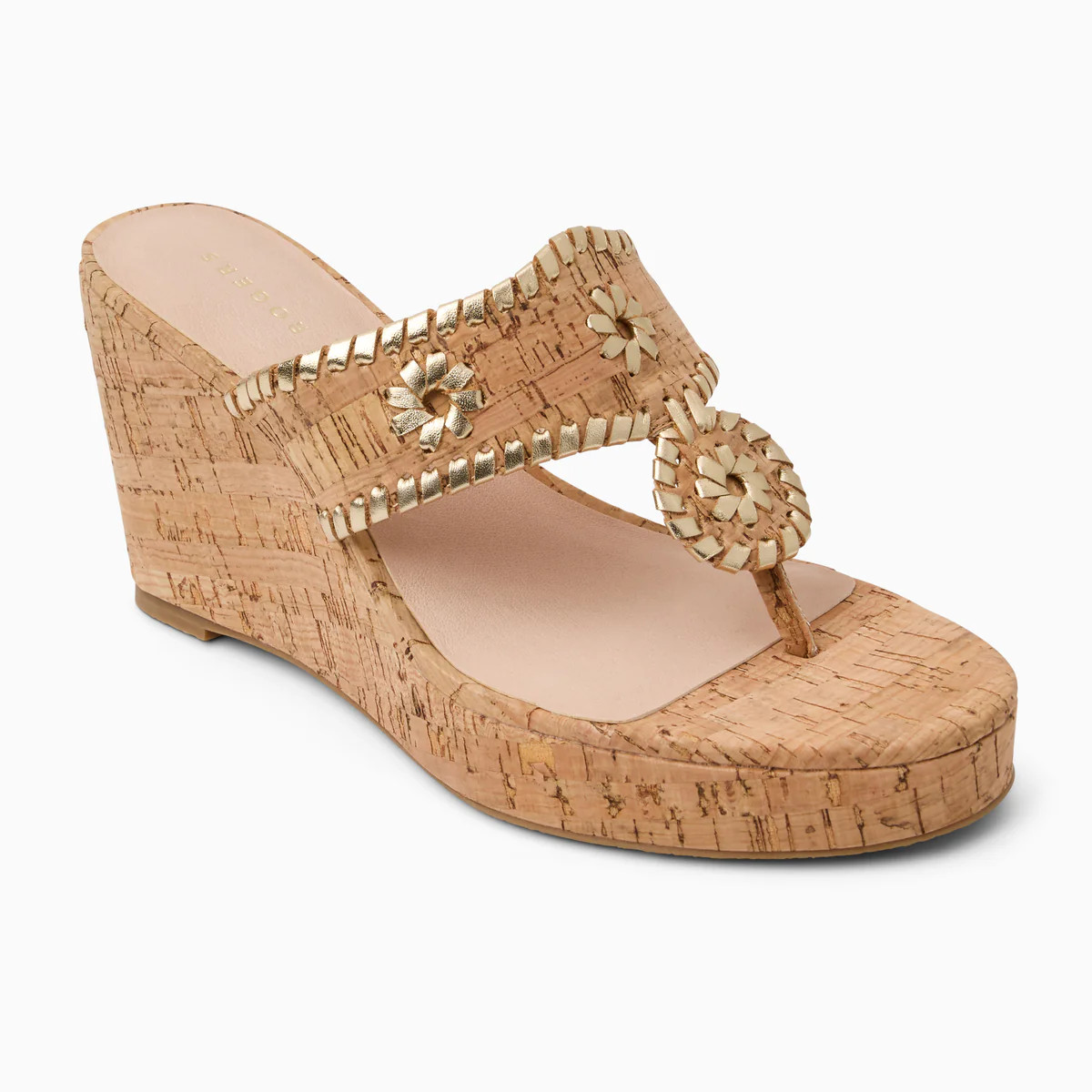 Jack Rogers Jacks High Cork Wedge Heels — Gold Metallic | Jack Rogers