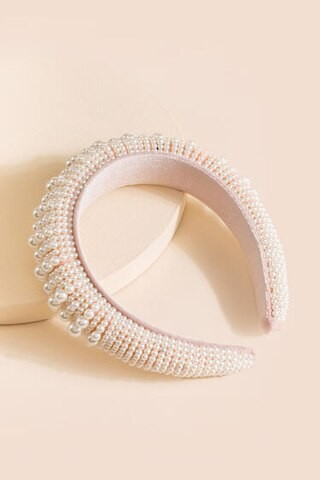 Georgia Puffy Pearl Embellished Headband  - francesca's | Francesca's