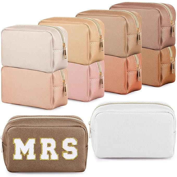 Sweetude 10 Pcs Preppy Makeup Bag Bulk Cosmetic Bag Bridesmaid Gift Wedding Day Bachelorette Part... | Amazon (US)