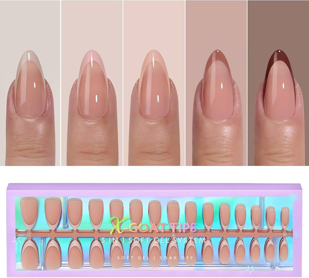 btartboxnails X-Coat Tips French Nails - Skin Tones French Tip Press on Nails, 150Pcs 15 Sizes Me... | Amazon (US)