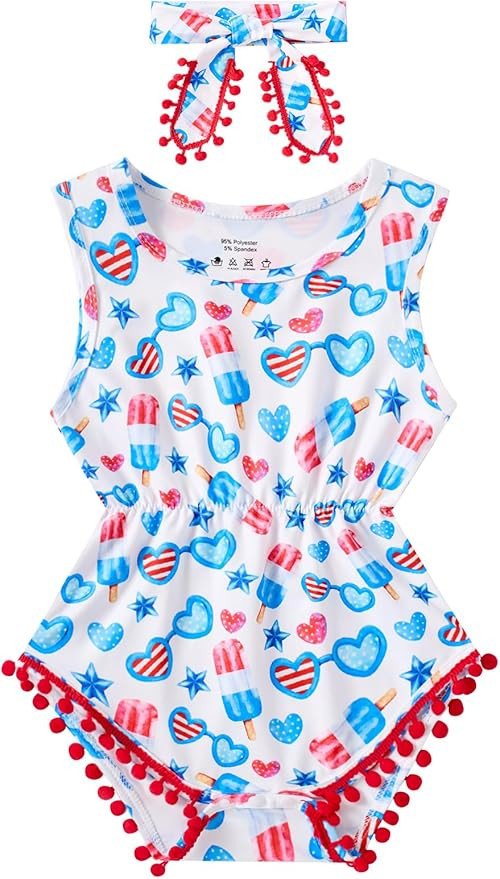 BFUSTYLE Newborn Toddler Baby Girl Floral Bodysuit Romper Summer Casual Outfit + Headband | Amazon (US)