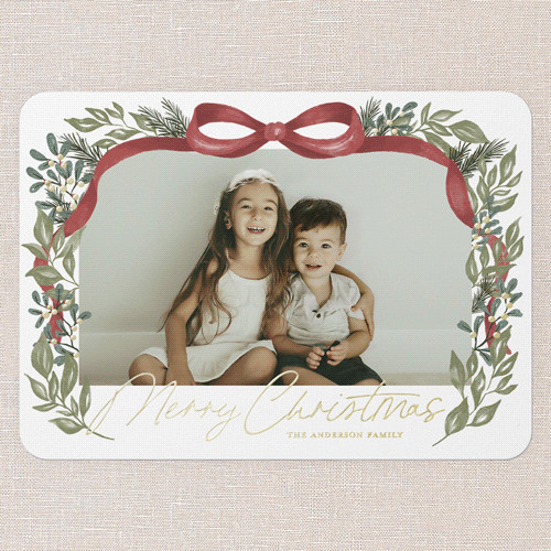 Joyful Ribbon Wishes Holiday Card | Shutterfly