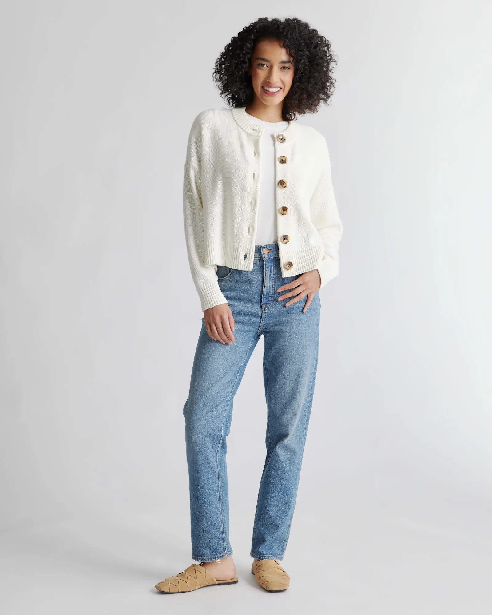 100% Organic Cotton Cropped Cardigan | Quince