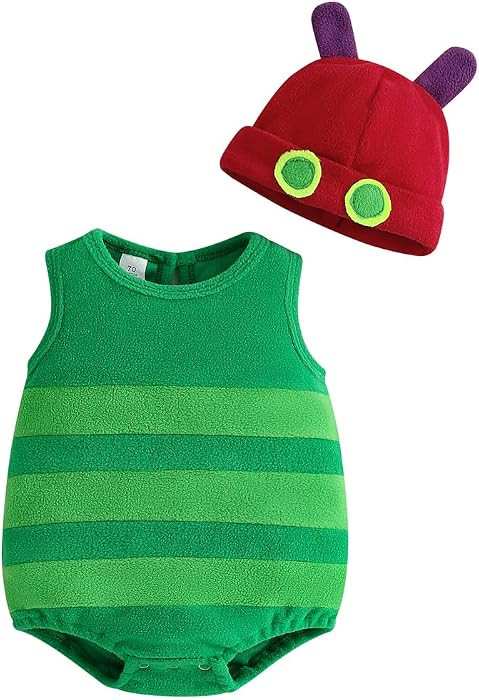 Pudcoco Infant Baby Boys Girls Halloween Hungry Caterpillar Costume Sleeveless Striped Fleece Bod... | Amazon (US)