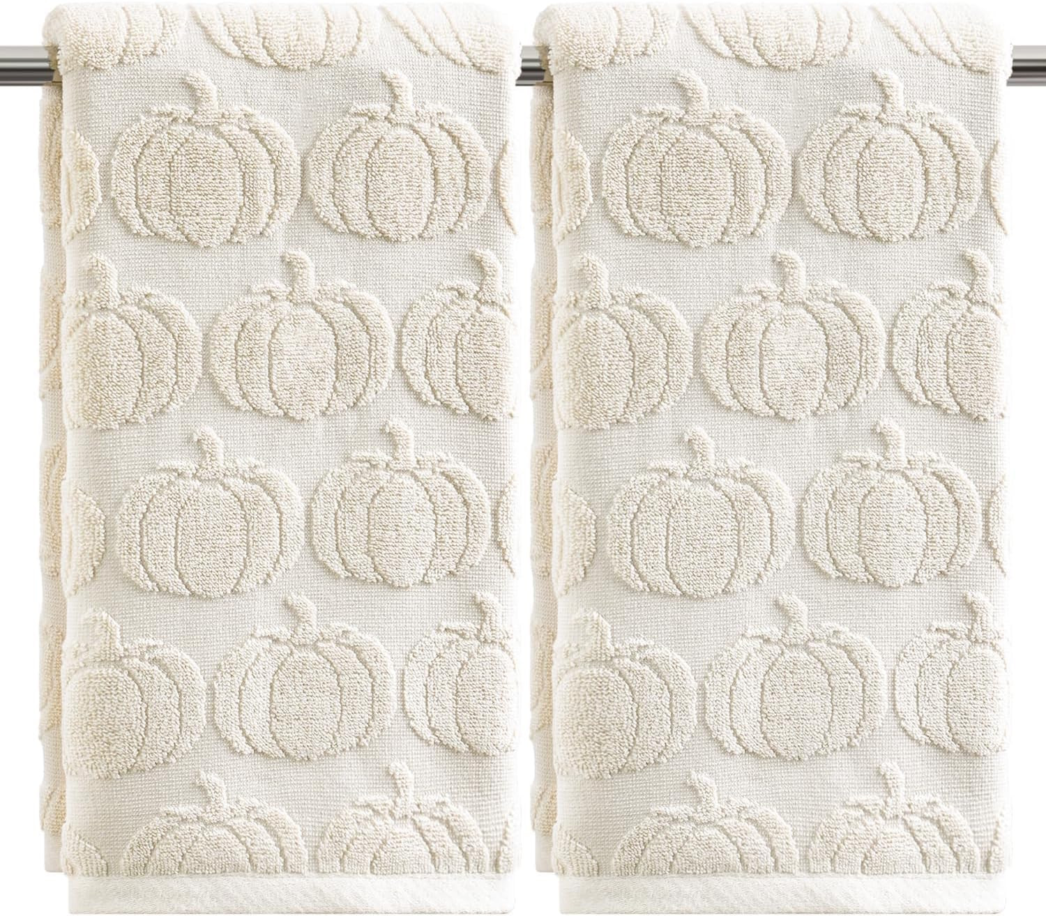 Artoid Mode 2 Pcs Beige 3D Pumpkin Jacquard Hand Towels for Bathroom | Amazon (US)