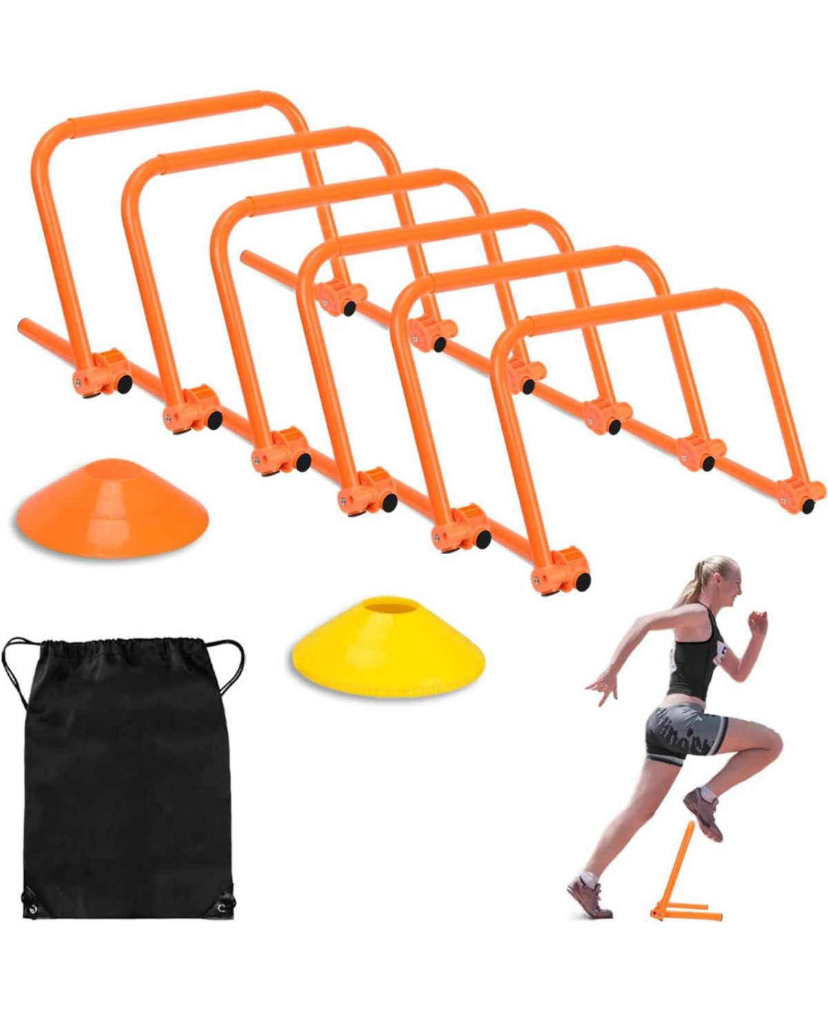 Hikeen Speed Training Hurdles, Adjustable Agility Training Hurdles for Football, Basketball, Soccer Hurdles Training Equipment Set of 6 with Bag - Ora | Macy's