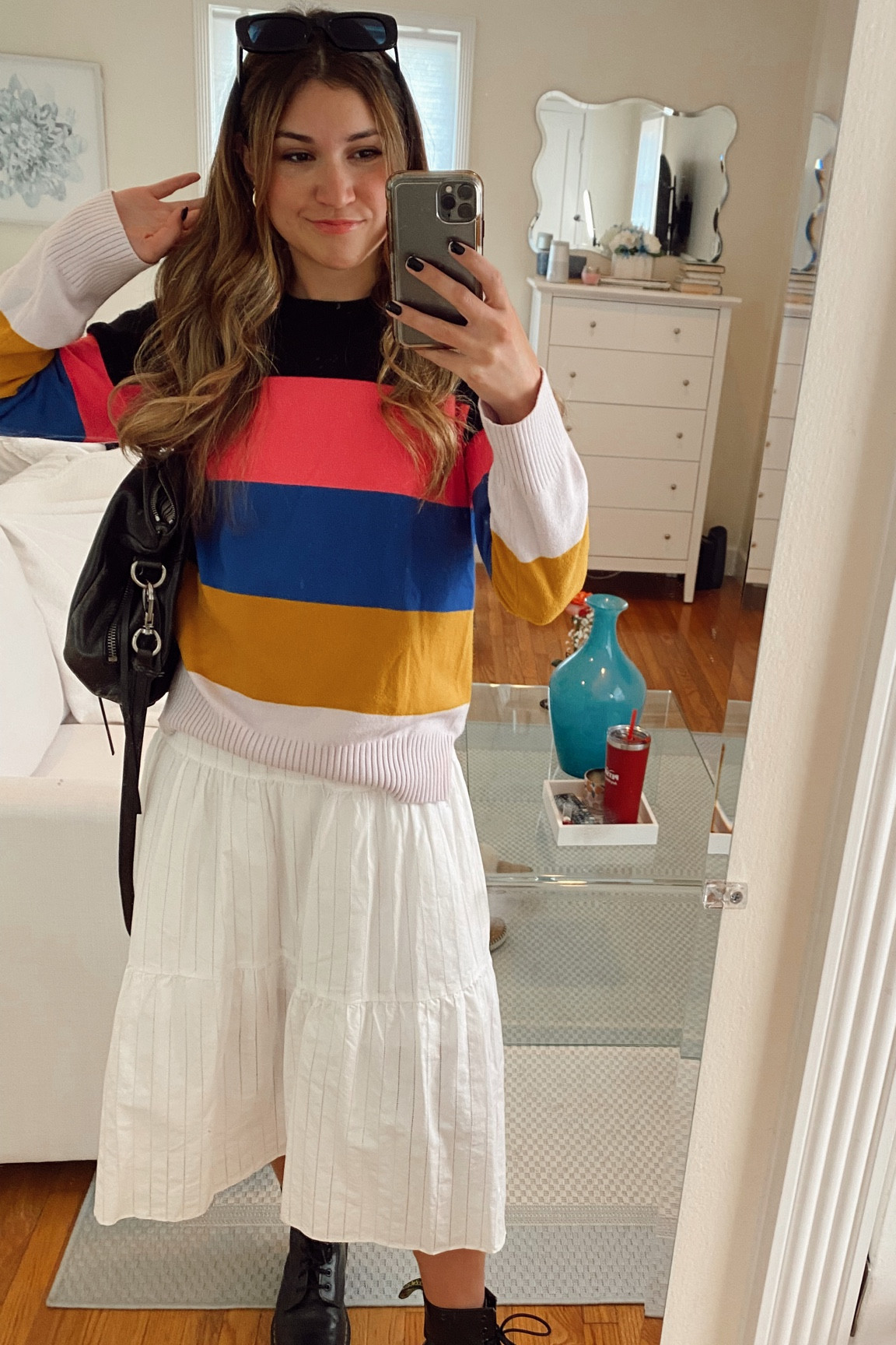 This was a perfect transition to spring outfit! I had a striped sweater with a long white skirt and combat boots! 

#LTKSeasonal #LTKfit #LTKunder50
