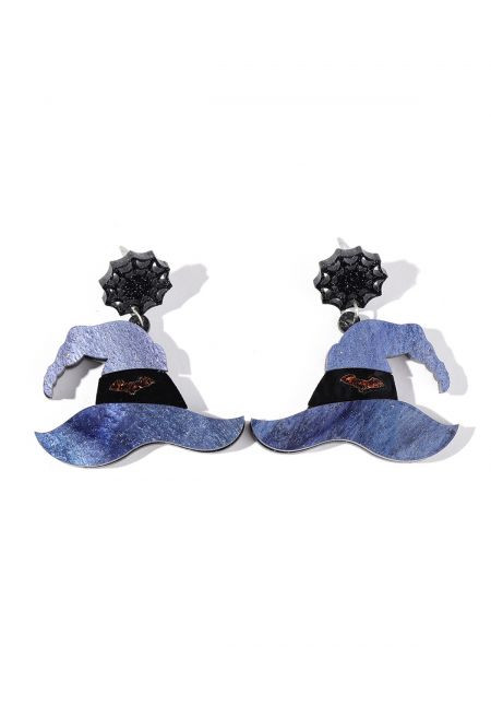 Witch Hat and Spider Web Acrylic Earrings | Chicwish
