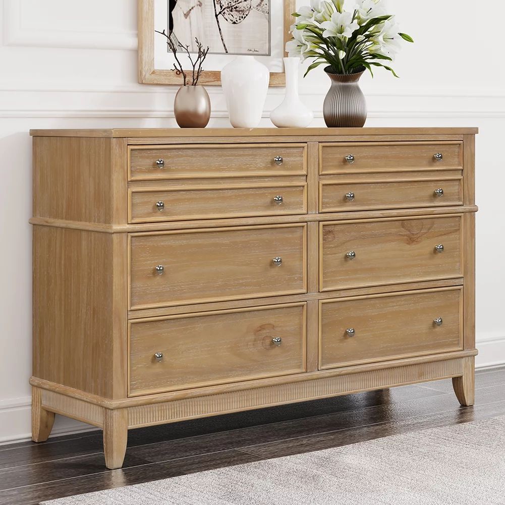 Canddidliike Rustic Dresser Solid Wood Dresser with 6 Drawers Cabinet - Hazel | Walmart (US)