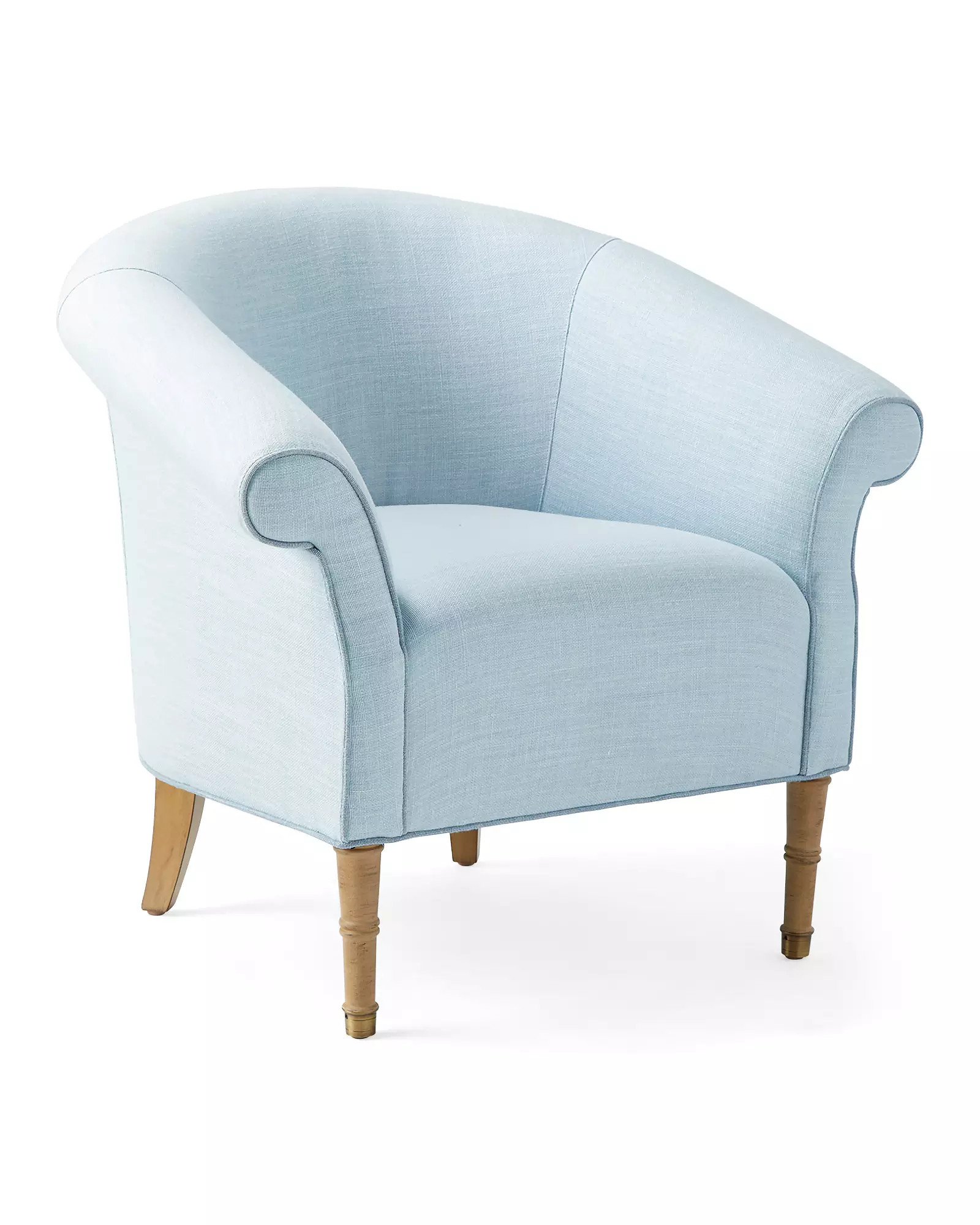 Brixton Lounge Chair – Washed Linen Sky with Coastal Pipe | Serena and Lily