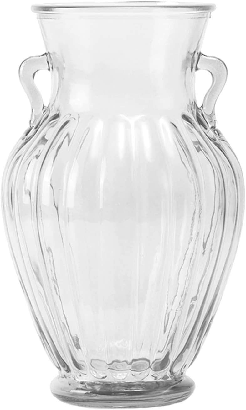 Glass Vase: Transparent, Round, Rustic Classic, Solid Finish, Ideal for Fresh Flowers, Table Deco... | Amazon (US)