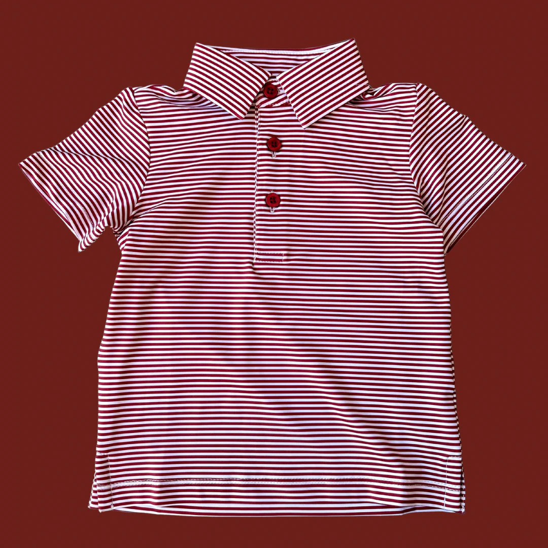 Maroon Stripe Polo | Poppy Kids Co