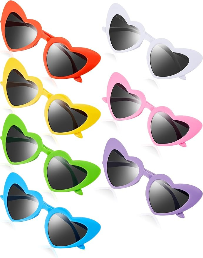 7 Pairs Kids Sunglasses Heart Shaped Sun Glasses Vintage Sunglasses for Children, Boys and Girls | Amazon (US)