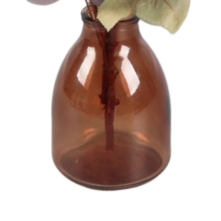 Flora Bunda Tabletop 14"H Artificial Dusky Rose Peony in Amber Glass Vase - 1.1 lbs | Walmart (US)