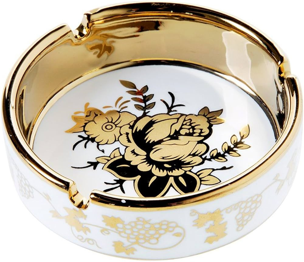 YOSCO 4'' Ceramic Titanium Plating Tabletop Ashtray,Cigarette Ashtray for Indoor or Outdoor Use, ... | Amazon (US)