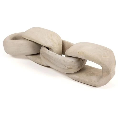 Megan Modern Classic White Reclaimed Wood Decorative Chain Sculpture | Kathy Kuo Home