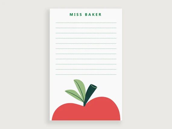 Teacher Notepad Personalized, Apple Stationary, Personalized Note Pad Teacher, Custom Notepad, De... | Etsy (US)