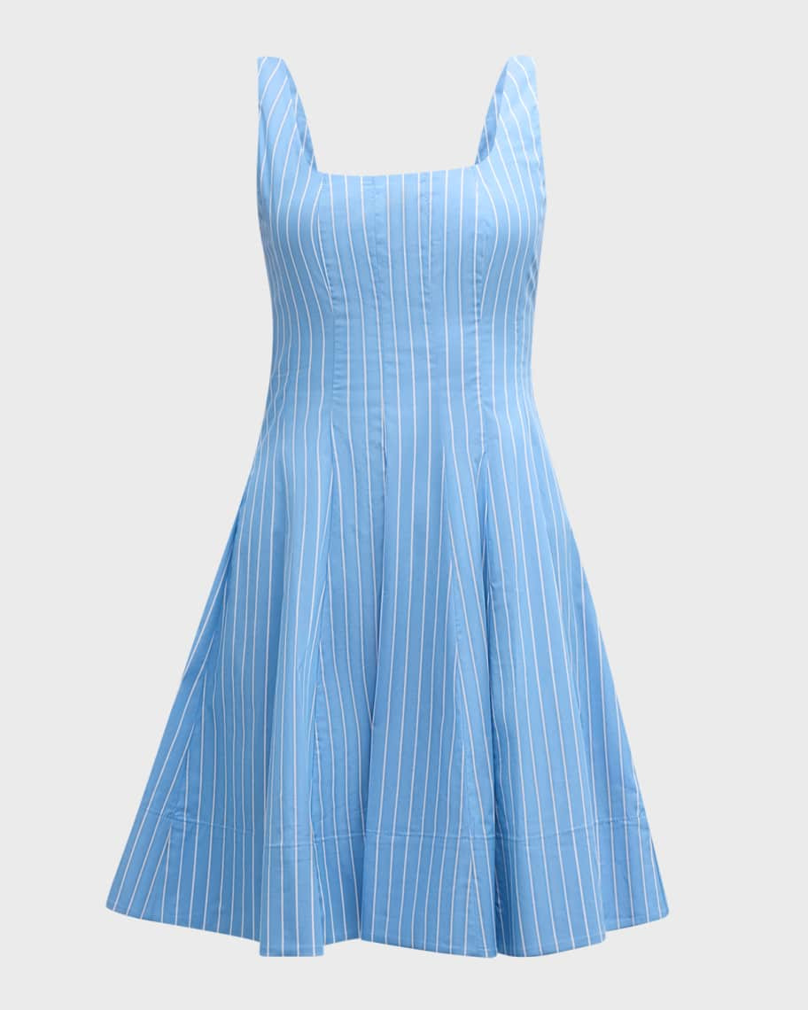 Wells Pinstripe Cotton Poplin Sleeveless Mini Dress | Neiman Marcus