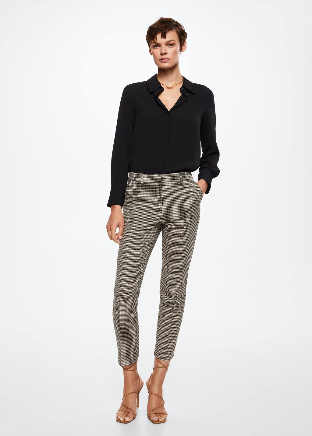 Skinny houndstooth suit pants -  Women | Mango USA | MANGO (US)