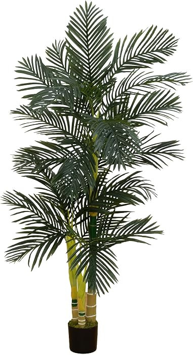 Nearly Natural 6.5 ft Artificial Golden Cane Palm Tree with Nursery Pot | Amazon (US)