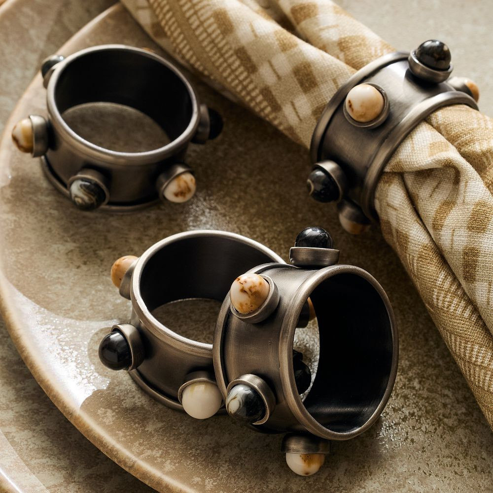 Harta Multi-Stone Napkin Ring Sets | West Elm (US)